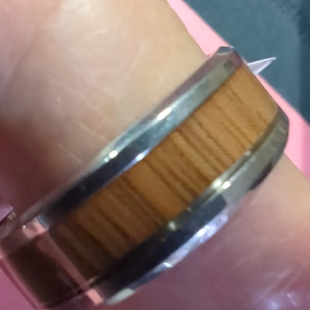 Men's Titanium Koa Wood Wide Band Ring New Sz 11